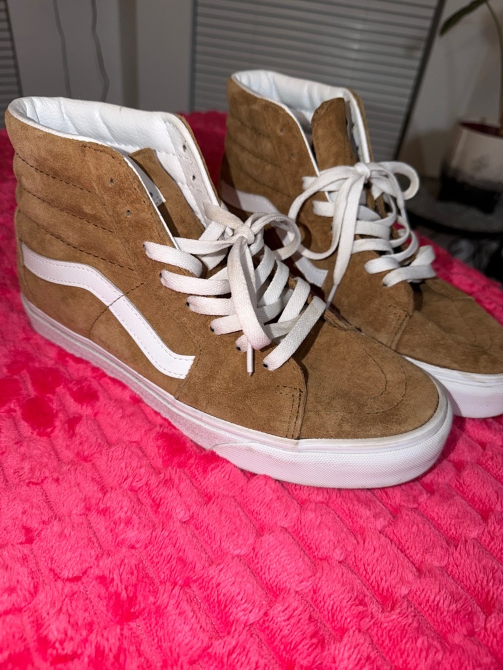 Vans Brown Suede High-Top Sneakers with White Side Stripe